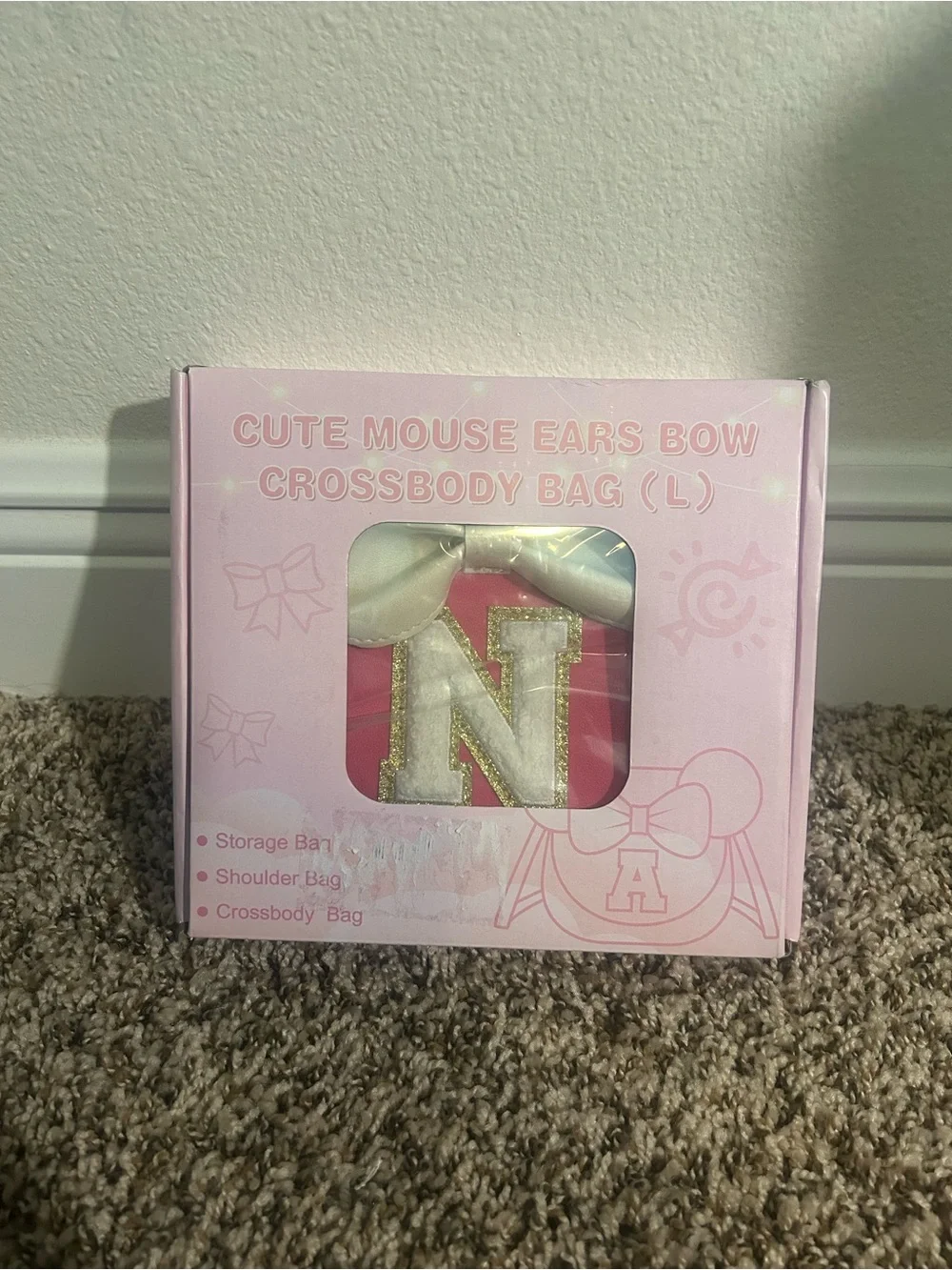 Cute Mouse Ears Bow Crossbody Bag - Pink